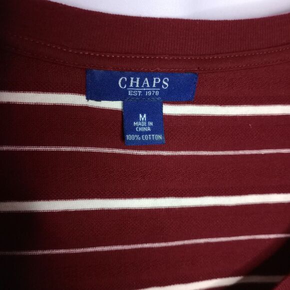 ⭐ Chaps Scoop Neck Striped Blouse 3/4 Sleeve Cotton Knit Top Button Detail Med - Picture 4 of 4